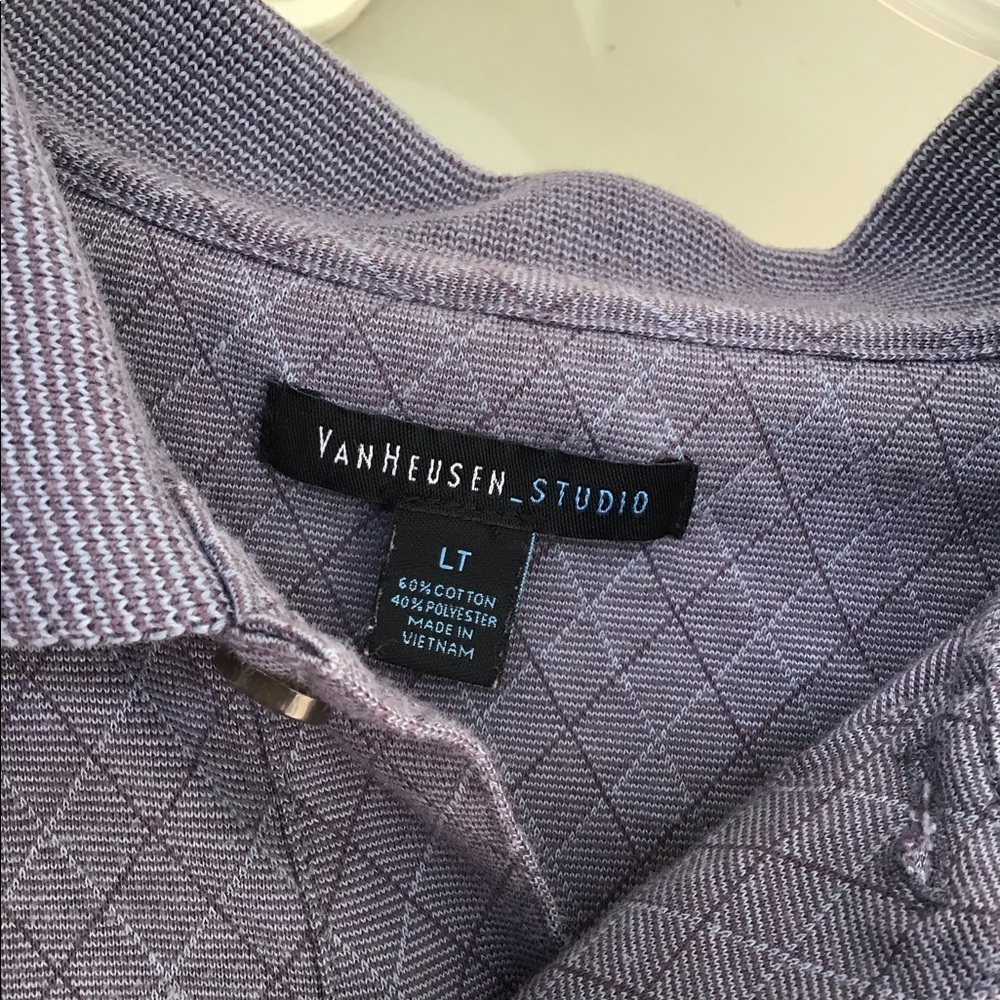 Van Heusen studio men’s polo pocket shirt large Tall blues and grays - Picture 7 of 9
